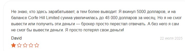 Corfe Hill Limited - Отзыв 3